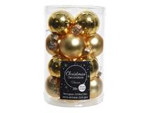 Decoris 16 Glazen balletjes 35 mm licht goud