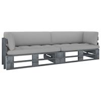 vidaXL 2-Sitzer-Palettensofa mit Kissen Grau Imprägniertes Kiefernholz 
