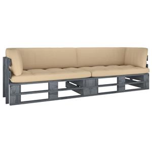 vidaXL Gartenlounge-Set »2-Sitzer-Palettensofa mit Kissen Grau Imprägniertes Kiefernholz«, (1-tlg)