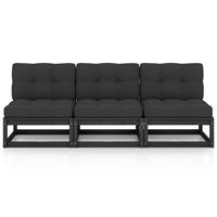VIDAXL 3-sitzer-sofa Mit Kissen Kiefer Massivholz