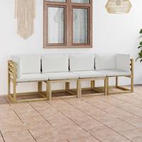 vidaxl 4-Sitzer-Gartensofa mit Creme Kissen