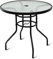 Bistrotafel Tuintafel Glazen Tafel Bijzettafel Balkontafel Terrastafel voor Binnen en Buiten Zwart