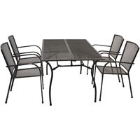 DEGAMO CLASSIC: Garnitur 5-teilig (4x Stapelsessel, 1x Tisch rechteckig 90x150cm) Streckmetall anthrazit