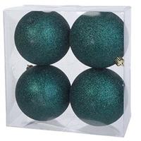 Cosy and Trendy 12x Petrol Blauwe Glitter Kerstballen 10 Cm Kunststof - Kerstbal