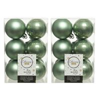 Decoris 24x Salie Groene Kerstballen 6 Cm Kunststof Mat/glans - Kerstbal