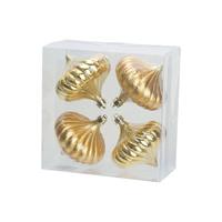 Cosy and Trendy 4x Gouden Tol Kerstballen 10 Cm Kunststof Kerstversiering - Onbreekbare Plastic Kerstballen - Kerstboomversiering Goud