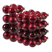 Bellatio 52x Stuks Glazen Kerstballen Rood/donkerrood 6 En 8 Cm Mat/glans - Kerstbal