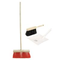 Kinder Schoonmaak Set 3-delig Wit Bestaande Uit Stoffer En Blik En Strobezem 90 Cm