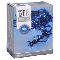 Bellatio Kerstverlichting/feestverlichting Lichtsnoeren 120 Blauwe Led Lampjes - Kerstlampjes/kerstlichtjes - Binnen/buiten