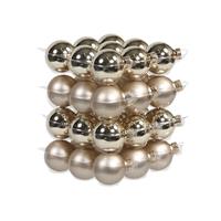 Bellatio 36x Stuks Glazen Kerstballen Licht Champagne (Autumn Blonde) 4 Cm Mat/glans - Kerstbal