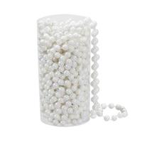 Bellatio 1x Stuks Kerstboom Kralenslingers Wit 8 Meter Kerstslingers - Kerstslingers