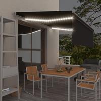 VIDAXL Gelenkarmmarkise Einziehbar mit Volant & LED 4,5x3 m Anthrazit