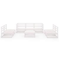 vidaXL 8-tlg. Garten-Lounge-Set Weiß Kiefer Massivholz 