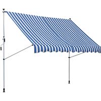 Outsunny knikarm luifel, zonwering voor balkon, eenvoudig te bedienen, weerbestendig, 3 x 1,5 m, stijlvol blauw | Aosom.nl