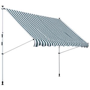 Outsunny knikarm luifel, zonwering met zwengel, waterafstotend, aluminium, 3 x 1,5 m, ideaal voor balkon, groen | Aosom.nl