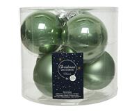 Decoris kerstbal glas d8cm s.groen 6st