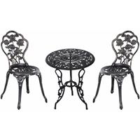 Outsunny Gartenmöbel 3 tlg. Gartenset Sitzgruppe Tisch Stuhl Metall Bronze - schwarz