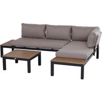 Outsunny 3-delige tuinset bank bijzettafel met kussens aluminium