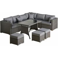 Outsunny Polyrattan Sitzgarnitur 10 tlg. Sitzgruppe Gartenset Sofagarnitur Gartenmöbel - dunkelgrau - 