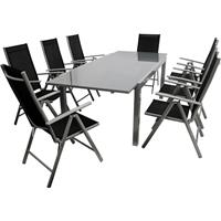 DEGAMO Garnitur RAVENNA 9-teilig, Aluminium + Kunstgewebe schwarz