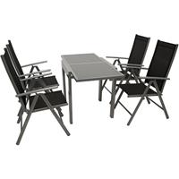 DEGAMO Garnitur AMALFI 5-teilig, Aluminium + Kunstgewebe schwarz