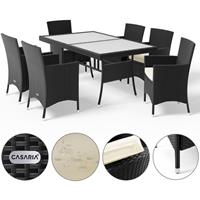 Casaria Polyrotan Tuinset Nizza 7-delig Zwart matglas