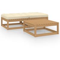 VIDAXL 3-tlg. Garten-Lounge-Set mit Kissen Kiefer Massivholz