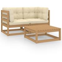 VIDAXL 3-tlg. Garten-Lounge-Set mit Kissen Kiefer Massivholz