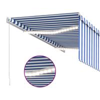 vidaXL Luifel handmatig uittrekbaar rolgordijn LED 3x2,5 m blauw wit