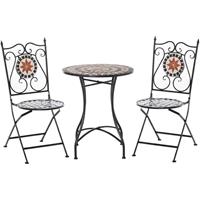 Outsunny Garten Sitzgruppe 3-teilige Mosaiktisch+2 faltbare Stühle Metall