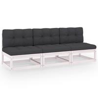 VIDAXL 3-Sitzer-Sofa mit Kissen Massivholz Kiefer
