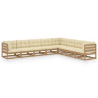vidaXL 8-delige Loungeset met kussens massief grenenhout honingbruin