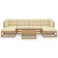 vidaXL 7-delige Loungeset met kussens massief grenenhout honingbruin