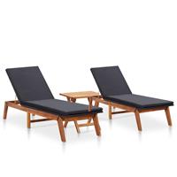 vidaXL Sonnenliegen 2 Stk. mit Tisch Poly Rattan Akazie Massivholz 