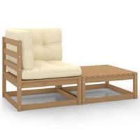 vidaXL 2-delige Loungeset met kussens grenenhout honingbruin