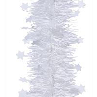 5x Kerstslingers Sterren Winter Wit 10 X 270 Cm - Guirlande Folie Lametta - Winter Witte Kerstboom Versieringen