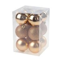 Cosy and Trendy 12x Koperkleurige Kerstballen 6 Cm Kunststof Mat/glans - Kerstbal