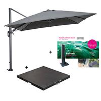 Garden Impressions Hawaii Zweefparasol 300x300 Cm Donker Grijs/donker Grijs Met 90 Kg Parasolvoet En Parasolhoes