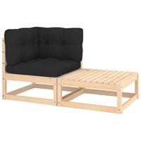 VIDAXL 2-tlg. Garten-Lounge-Set mit Kissen Massivholz Kiefer