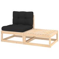 VIDAXL 2-tlg. Garten-Lounge-Set mit Kissen Massivholz Kiefer