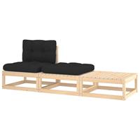 VIDAXL 3-tlg. Garten-Lounge-Set mit Kissen Kiefer Massivholz