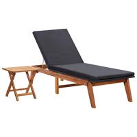 vidaxl Ligbed met tafel poly rattan en massief acaciahout
