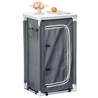 Outsunny 2in1Campingtisch mit Arbeitsplatte und Fächern grau
