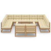 vidaXL 12-delige Loungeset met kussens massief grenenhout honingbruin