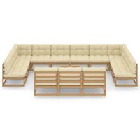 vidaXL 14-delige Loungeset met kussens massief grenenhout honingbruin