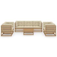 vidaXL 8-delige Loungeset met kussens massief grenenhout