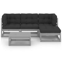 vidaxl 5-tlg. Garten-Lounge-Set mit Kissen Kiefer Massivholz