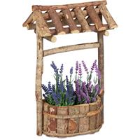 RELAXDAYS Holzbrunnen Garten, dekorativer Zierbrunnen aus Holz, Gartenbrunnen mit Rinde, HxBxT: 43 x 25 x 18 cm, natur