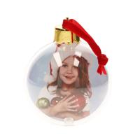 Bellatio 1x Stuks Diy Foto/fotolijst Kunststof Kerstballen Transparant 8 Cm - Kerstbal