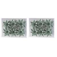 Cosy and Trendy 12x Kerstboomversiering Mintgroene Glitter Bloemen Op Clip - Kerstboom Decoratie intgroen Kerstversieringen